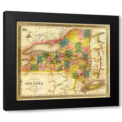 State of New York, 1840 Black Modern Wood Framed Art Print with Double Matting by Burr, David