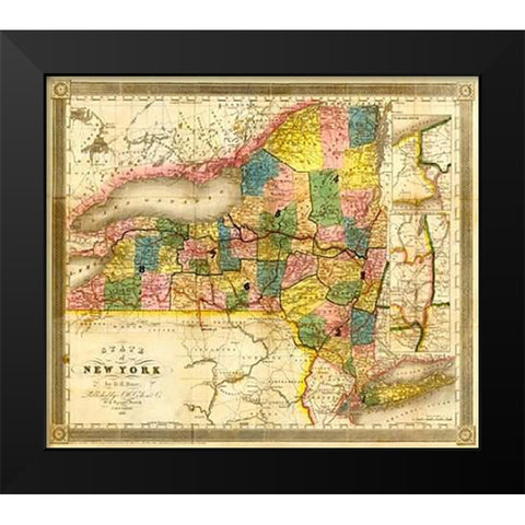 State of New York, 1840 Black Modern Wood Framed Art Print by Burr, David