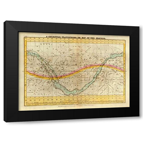 A Celestial Planisphere, or Map of the Heavens, 1835 Black Modern Wood Framed Art Print by Burritt, Elijah