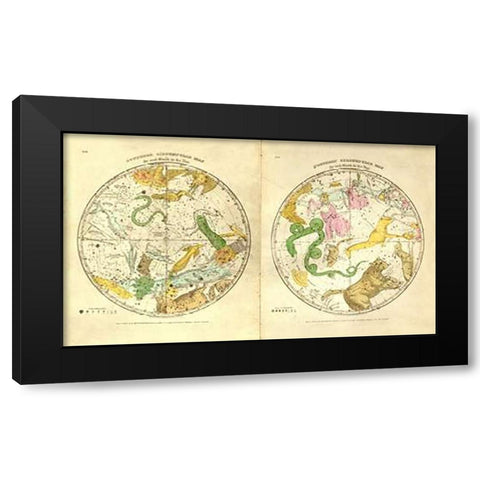 Circumpolar Map for each Month of the Year, 1835 Black Modern Wood Framed Art Print with Double Matting by Burritt, Elijah
