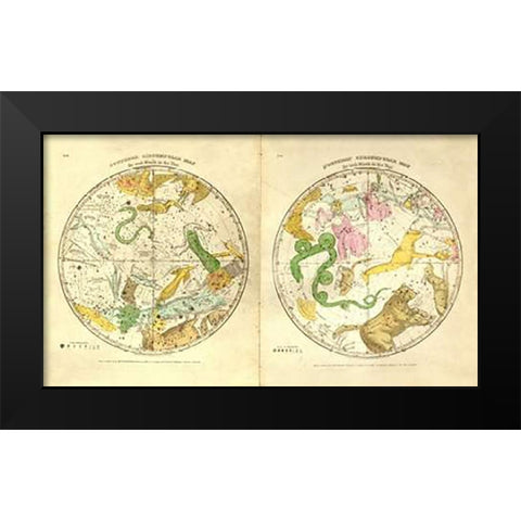 Circumpolar Map for each Month of the Year, 1835 Black Modern Wood Framed Art Print by Burritt, Elijah