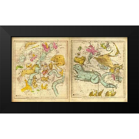 The Constellations in October - March, 1835 Black Modern Wood Framed Art Print by Burritt, Elijah