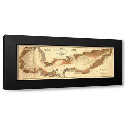 Map exhibiting the salt marsh and lands adjacent to the bays of San Francisco and San Pablo, 1874 Black Modern Wood Framed Art Print with Double Matting by California Board of State Harbor Commissioners
