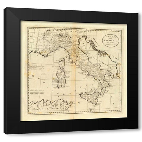 Italy and Sardinia, 1796 Black Modern Wood Framed Art Print by Carey, Mathew