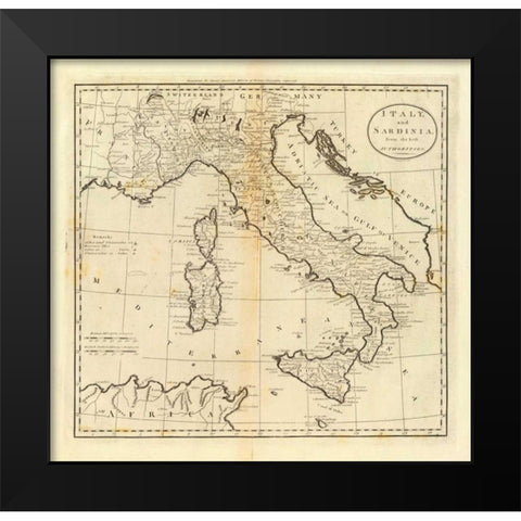 Italy and Sardinia, 1796 Black Modern Wood Framed Art Print by Carey, Mathew