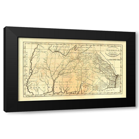 State of Georgia, 1795 Black Modern Wood Framed Art Print by Carey, Mathew