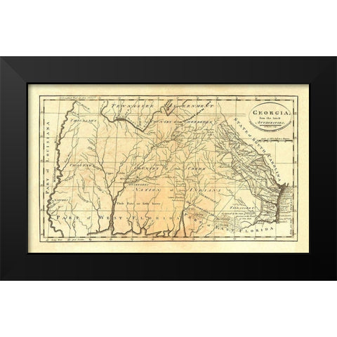 State of Georgia, 1795 Black Modern Wood Framed Art Print by Carey, Mathew