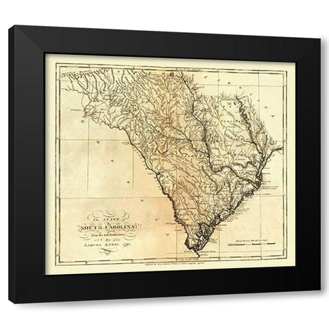 State of South Carolina, 1795 Black Modern Wood Framed Art Print with Double Matting by Carey, Mathew