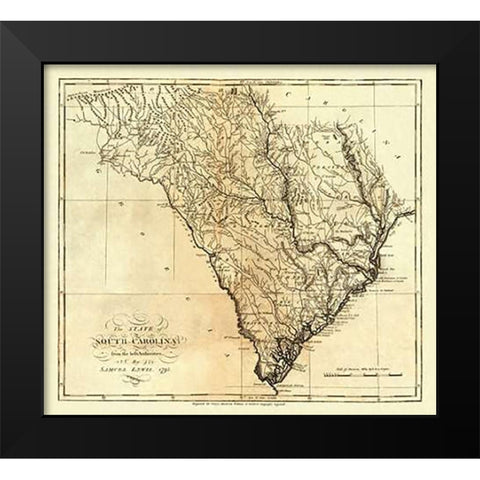 State of South Carolina, 1795 Black Modern Wood Framed Art Print by Carey, Mathew