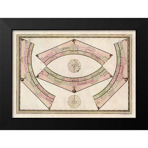 Globo Terrestre (Ring Sheet), 1792 Black Modern Wood Framed Art Print by Cassini, Giovanni Maria