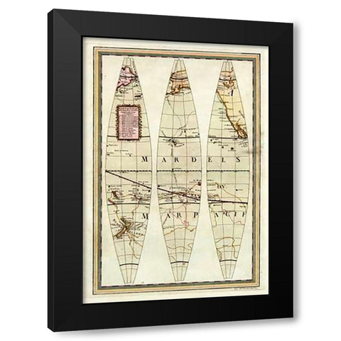 Globo Terrestre II, 1792 Black Modern Wood Framed Art Print with Double Matting by Cassini, Giovanni Maria