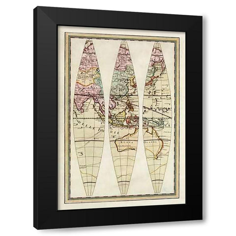 Globo Terrestre III, 1792 Black Modern Wood Framed Art Print with Double Matting by Cassini, Giovanni Maria