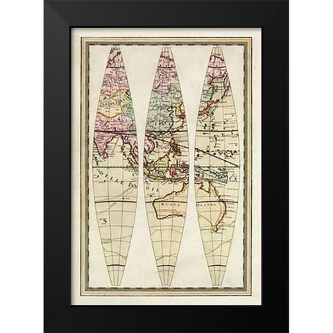 Globo Terrestre III, 1792 Black Modern Wood Framed Art Print by Cassini, Giovanni Maria