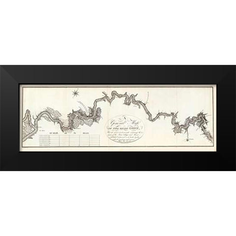 A General Map of The River Ohio, 1796 Black Modern Wood Framed Art Print by Collot, George Henri Victor