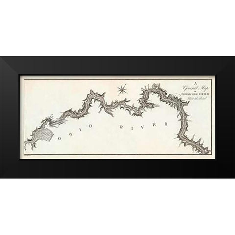 A General Map of the River Ohio, Plate 3, 1796 Black Modern Wood Framed Art Print by Collot, George Henri Victor