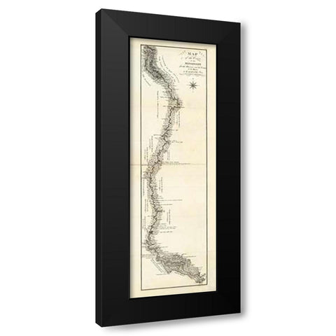 Map of the Course of The Mississippi from the Missouri, 1796 Black Modern Wood Framed Art Print by Collot, George Henri Victor