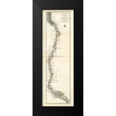 Map of the Course of The Mississippi from the Missouri, 1796 Black Modern Wood Framed Art Print by Collot, George Henri Victor