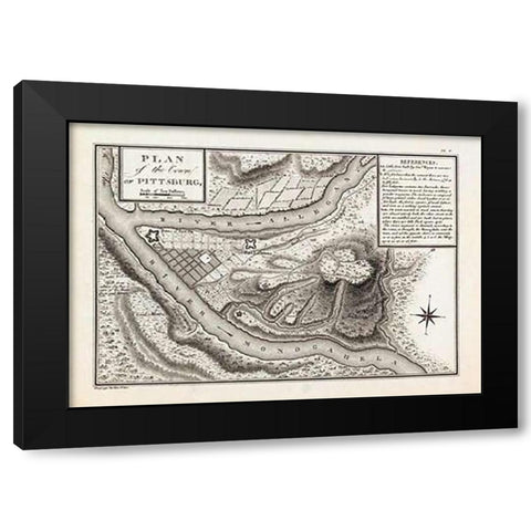 Plan of the Town of Pittsburg, Pennsylvania, 1796 Black Modern Wood Framed Art Print by Collot, George Henri Victor