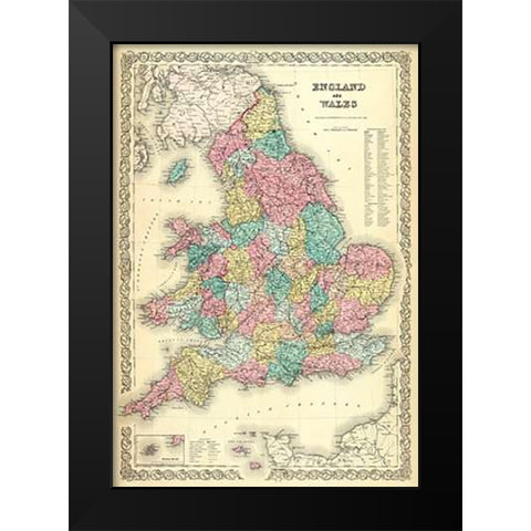 England and Wales, 1856 Black Modern Wood Framed Art Print by Colton, G.W
