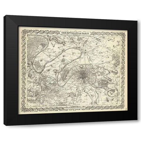 The Environs of Paris, 1856 Black Modern Wood Framed Art Print with Double Matting by Colton, G.W