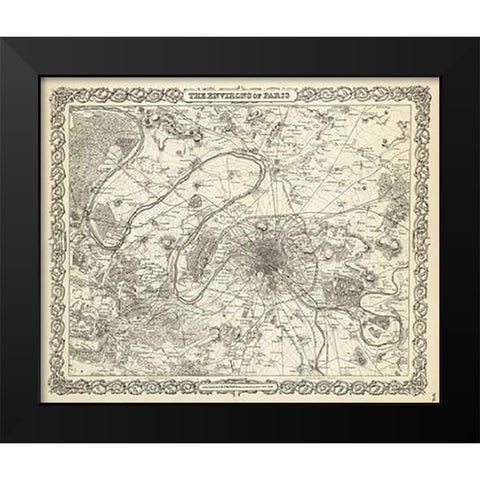 The Environs of Paris, 1856 Black Modern Wood Framed Art Print by Colton, G.W