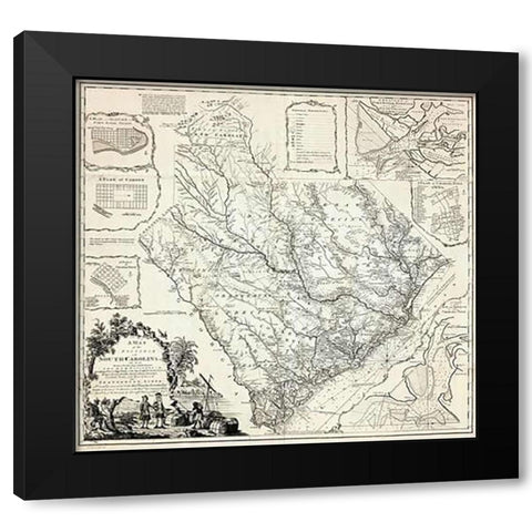 A Map of the Province of South Carolina, 1773 Black Modern Wood Framed Art Print with Double Matting by Cook, James