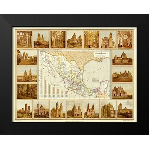 Carta Eclesiastica, 1885 Black Modern Wood Framed Art Print by Cubas, Antonio Garcia