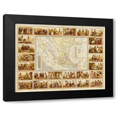 Carta Etnografica, 1885 Black Modern Wood Framed Art Print with Double Matting by Cubas, Antonio Garcia