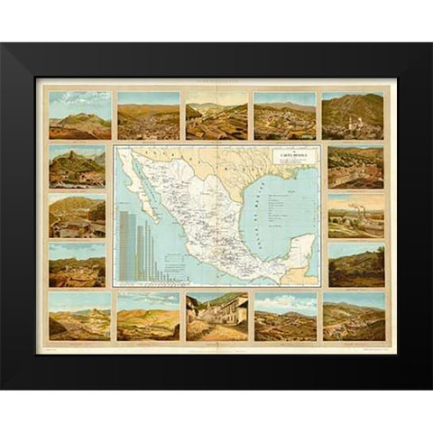 Carta Minera, 1885 Black Modern Wood Framed Art Print by Cubas, Antonio Garcia