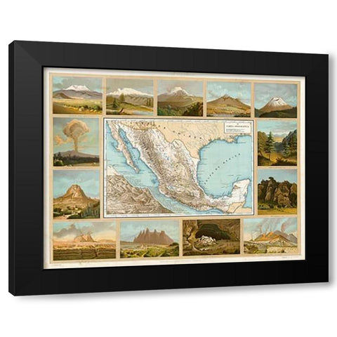 Carta Orografica, 1885 Black Modern Wood Framed Art Print with Double Matting by Cubas, Antonio Garcia