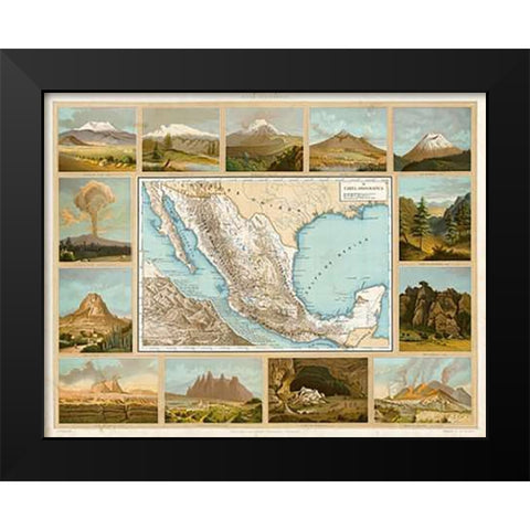 Carta Orografica, 1885 Black Modern Wood Framed Art Print by Cubas, Antonio Garcia