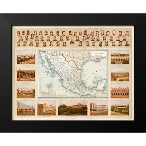 Carta Politica, 1885 Black Modern Wood Framed Art Print by Cubas, Antonio Garcia