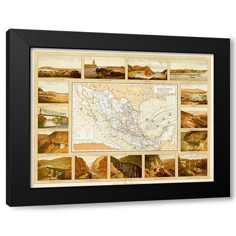 Vias de Comunicacion y Movimiento Maritimo, 1885 Black Modern Wood Framed Art Print with Double Matting by Cubas, Antonio Garcia