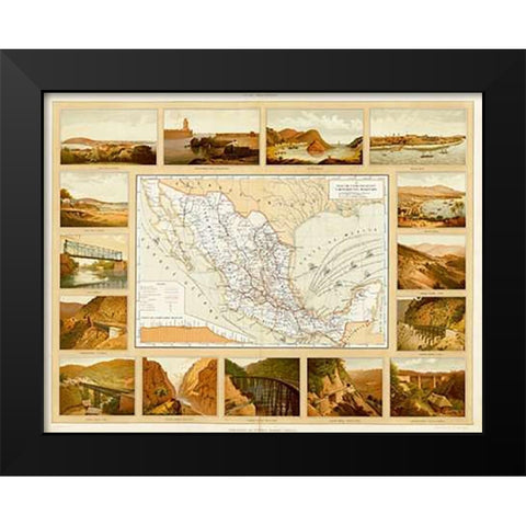 Vias de Comunicacion y Movimiento Maritimo, 1885 Black Modern Wood Framed Art Print by Cubas, Antonio Garcia