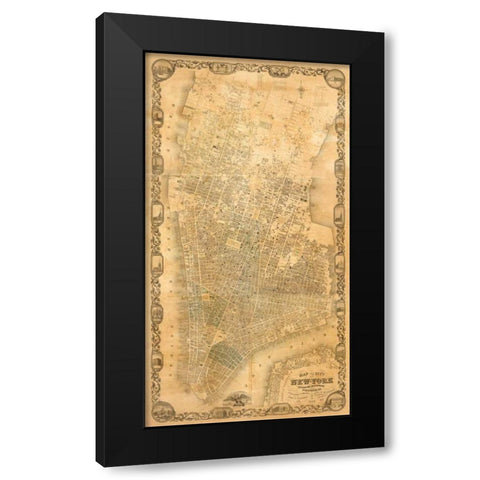 City of New York Extending Northward to 50th St., 1852 Black Modern Wood Framed Art Print by Dripps, Matthew