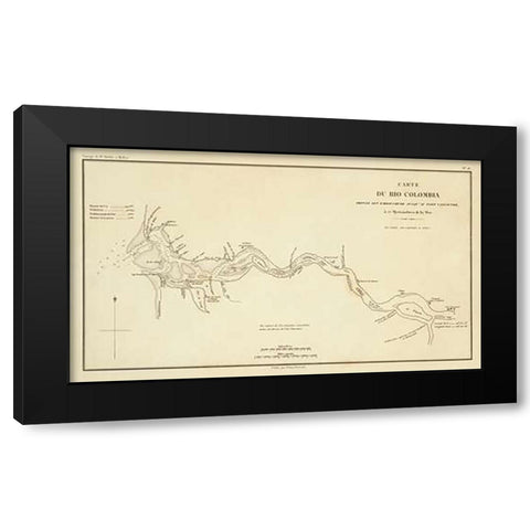 Columbia River, Oregon, Washington, 1844 Black Modern Wood Framed Art Print with Double Matting by De Mofras, Eugene Duflot