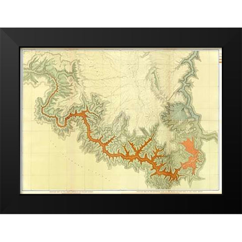 Grand Canyon - ComVintageite: Geologic map, S. pt. Kaibab Plateau. I-IV, 1882 Black Modern Wood Framed Art Print by Dutton, Clarence