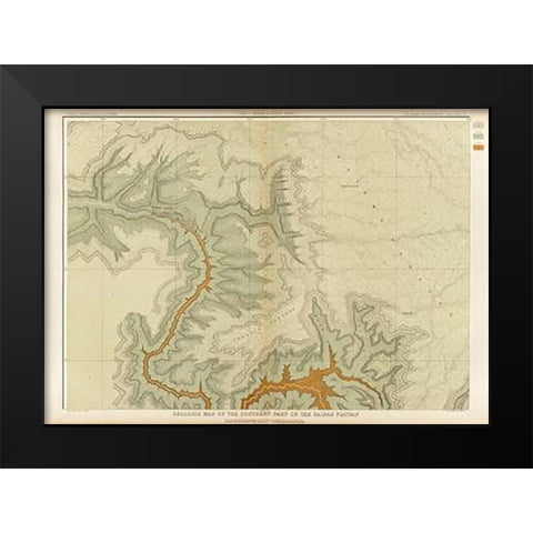 Grand Canyon - Geologic Map of The Southern Part of The Kaibab Plateau (Part I. North-Western Sheet) Black Modern Wood Framed Art Print by Dutton, Clarence