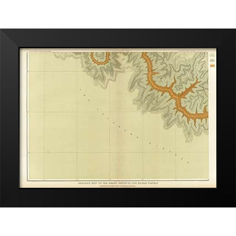 Grand Canyon - Geologic Map of The Southern Part of The Kaibab Plateau (Part III. South-Western Shee Black Modern Wood Framed Art Print by Dutton, Clarence