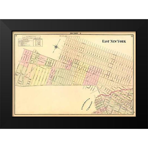 East New York (Sec 9), 1874 Black Modern Wood Framed Art Print by Fulton, Henry