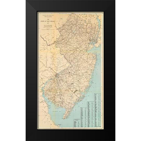 The State of New Jersey, 1878 Black Modern Wood Framed Art Print by Geological Survey of New Jersey