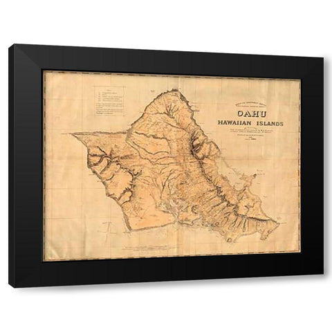 Oahu, Hawaiian Islands, 1881 Black Modern Wood Framed Art Print by Hawaiian Government Survey