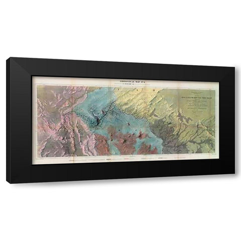 Geological Map, Rio Colorado of the West, 1858 Black Modern Wood Framed Art Print with Double Matting by Ives, J.C