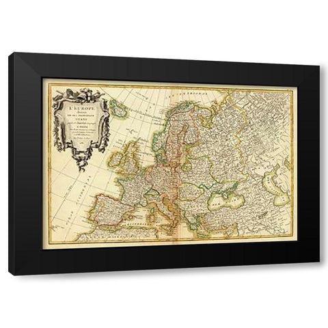 LEurope, 1782 Black Modern Wood Framed Art Print by Janvier, Jean