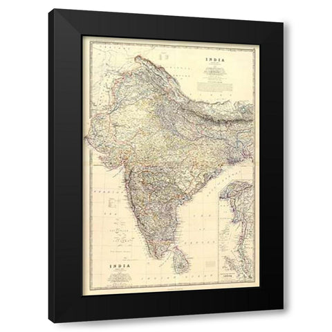ComVintageite: India, 1861 Black Modern Wood Framed Art Print with Double Matting by Johnston, Alexander Keith