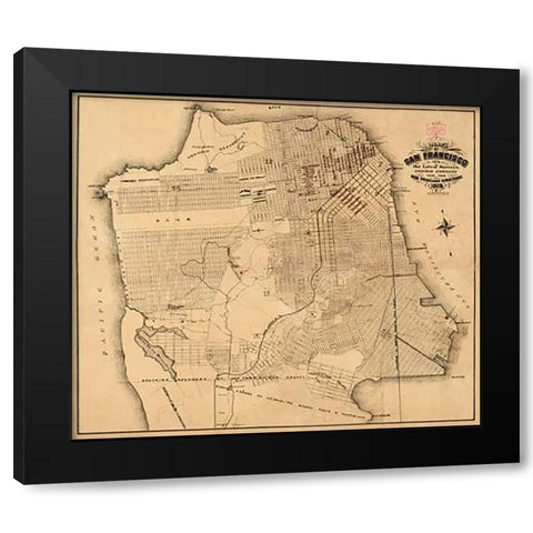 San Francisco, California, 1873 Black Modern Wood Framed Art Print by Langley, Henry
