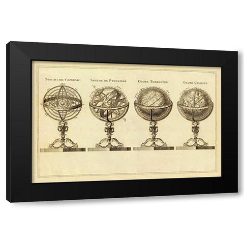 Spheres et Globes, 1791 Black Modern Wood Framed Art Print with Double Matting by Lattre, Jean