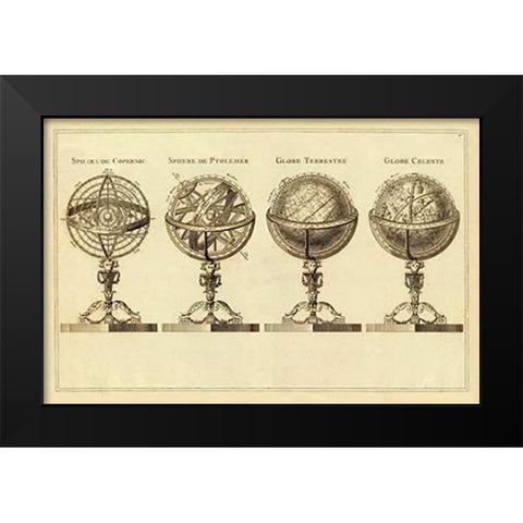 Spheres et Globes, 1791 Black Modern Wood Framed Art Print by Lattre, Jean