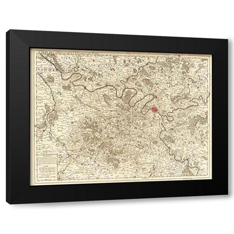 Paris, France, 1711 Black Modern Wood Framed Art Print by De Lisle, Guillaume