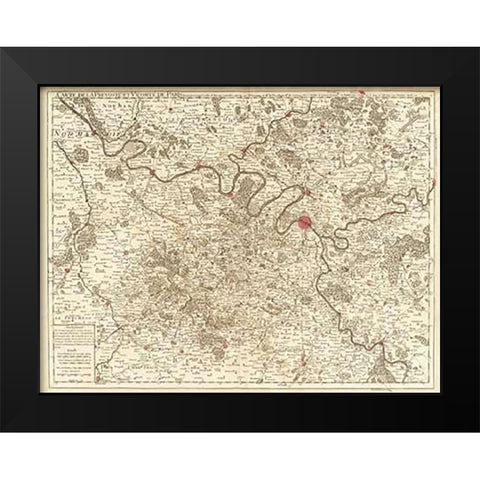 Paris, France, 1711 Black Modern Wood Framed Art Print by De Lisle, Guillaume